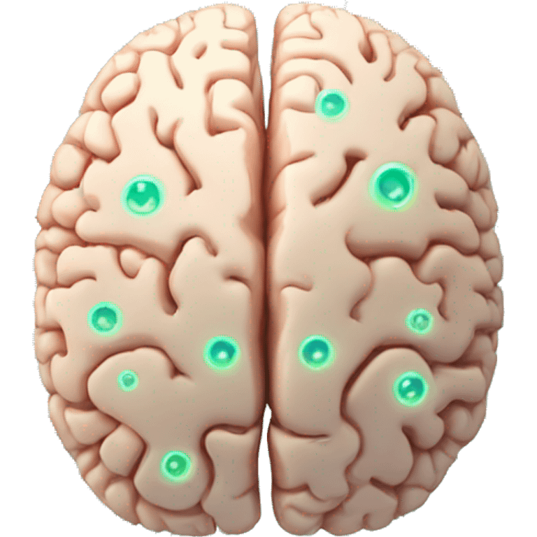 Brain with glowing neurons and computer chip on top emoji