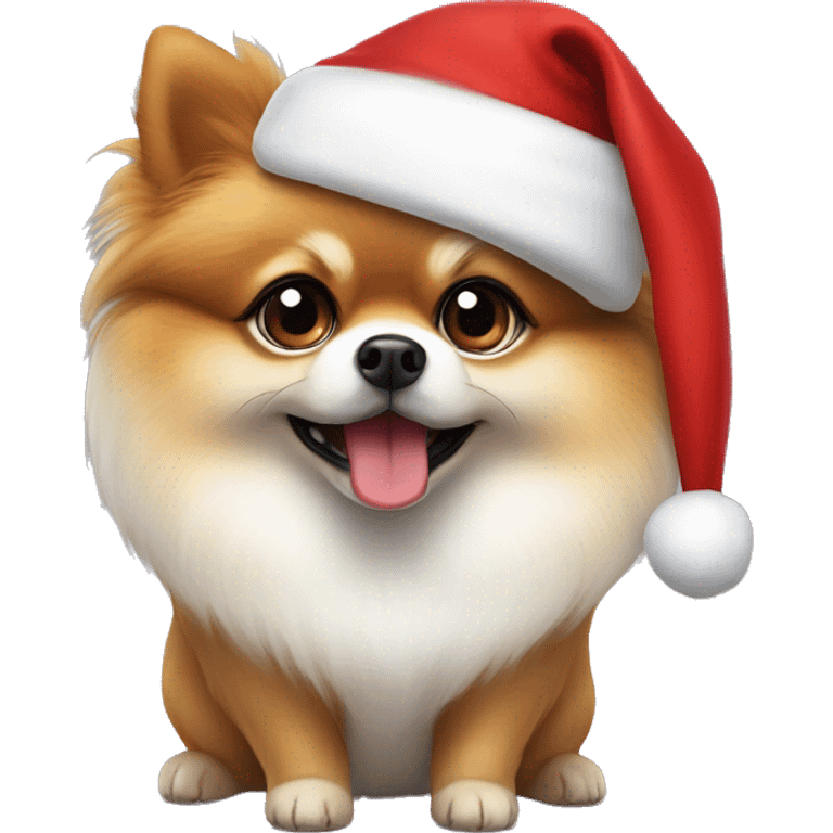 lulu pomeranian with santa claus hat
 emoji