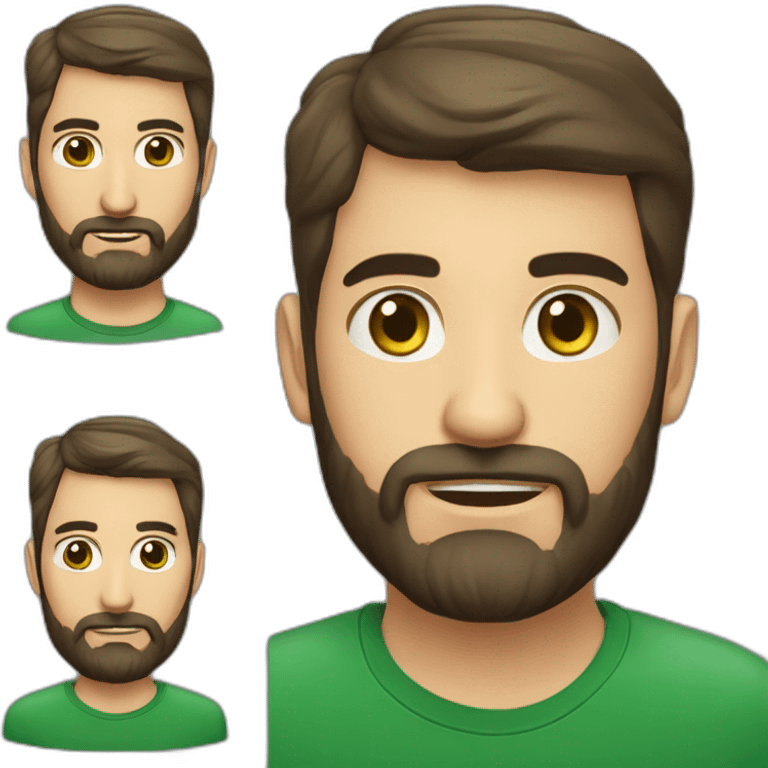 Hombre calvo 40 años ojos verdes media barba canosa calvo nariz fina emoji