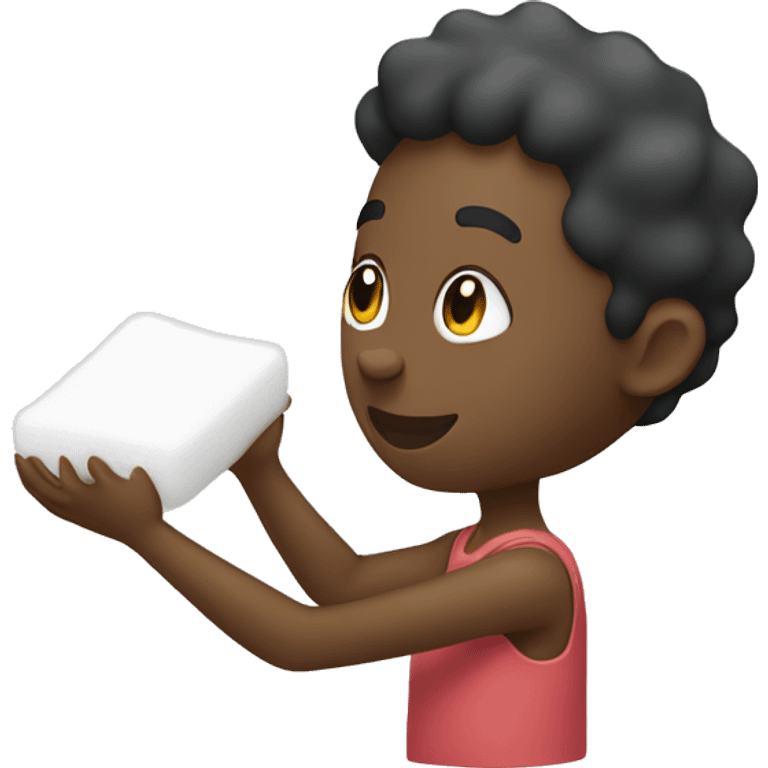 Black person picking soft white foam emoji