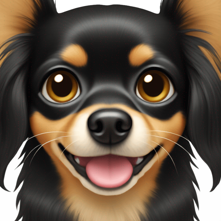 black and tan long-haired chihuahua face emoji