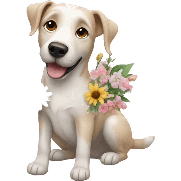 dog with flowers emoji