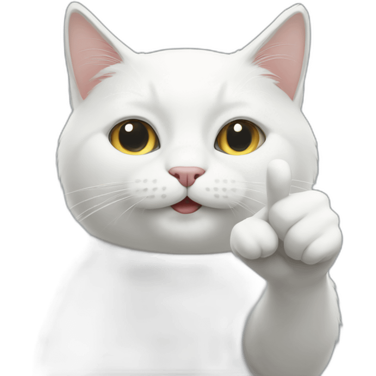 White cat gives a thumbs up emoji