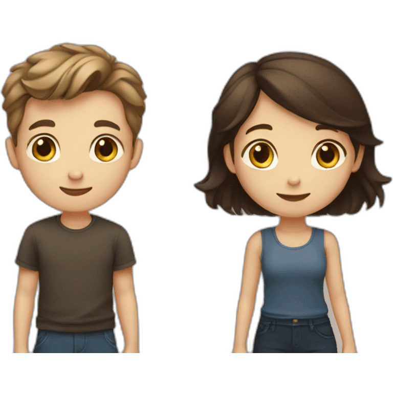 light brown hair boy and dark brown hair girl emoji