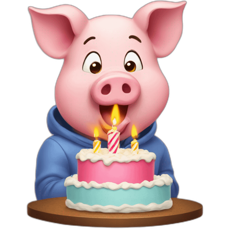 pig blowing out candles emoji