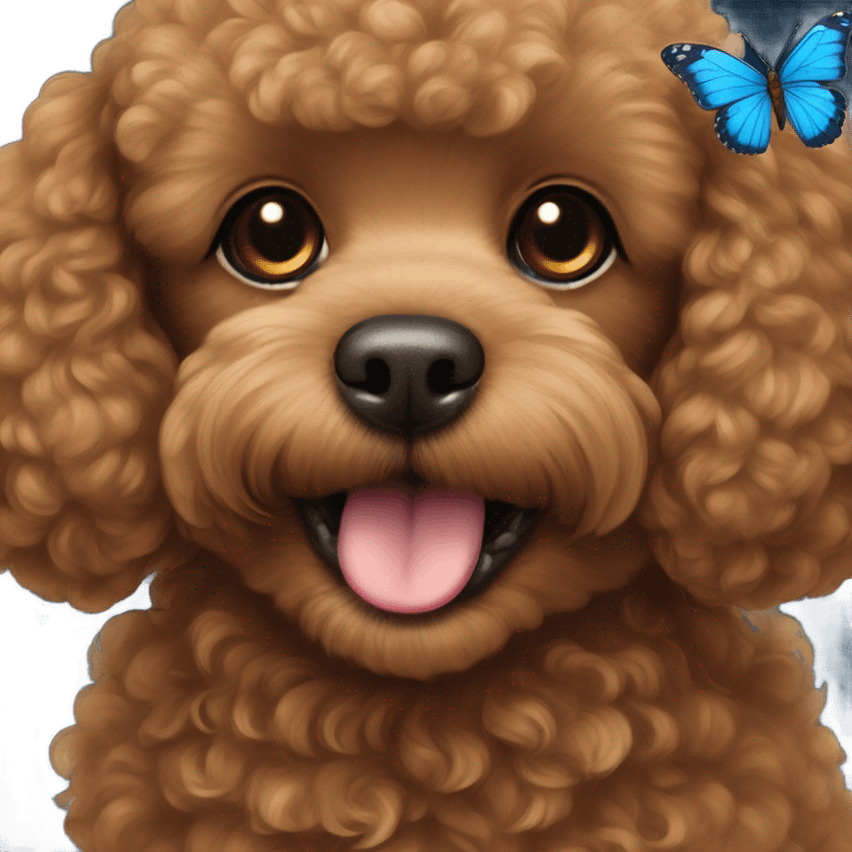 Brown Toy poodle with blue butterfly  emoji