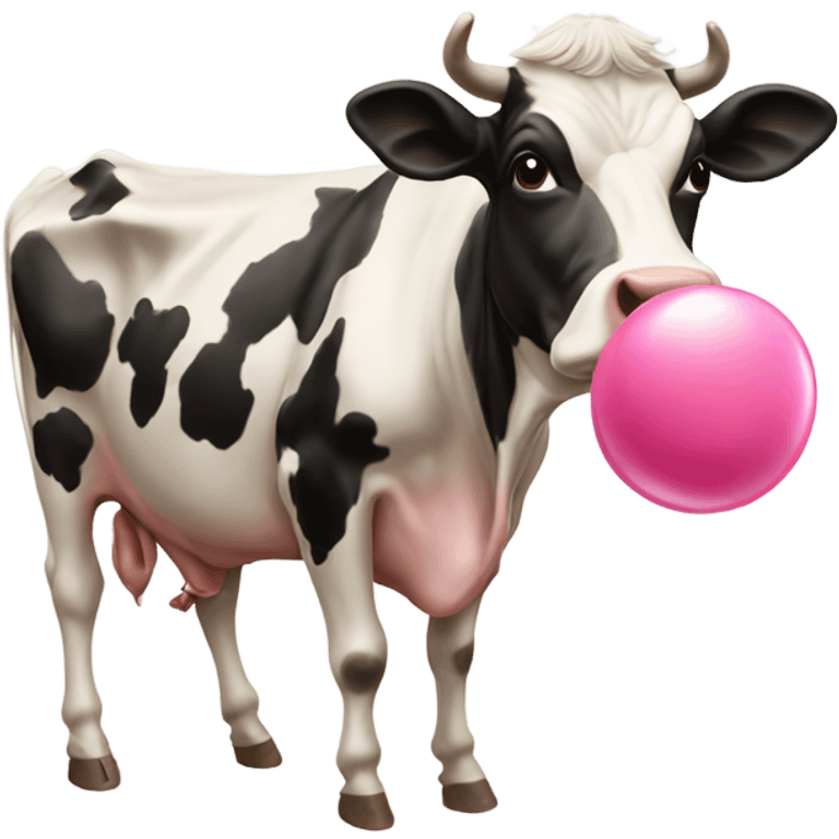 cow blowing bubblegum emoji