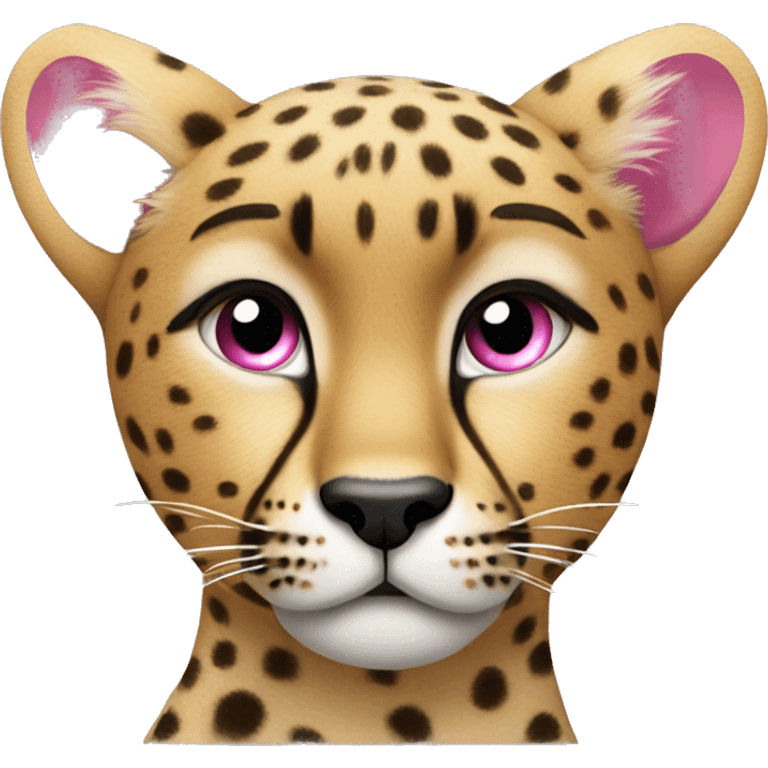 Cheetah  with a small pink bow on her ear￼ emoji