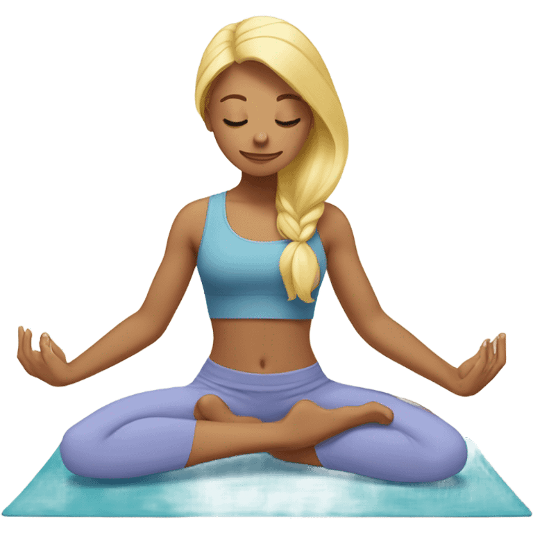 Blond girl doing yoga emoji