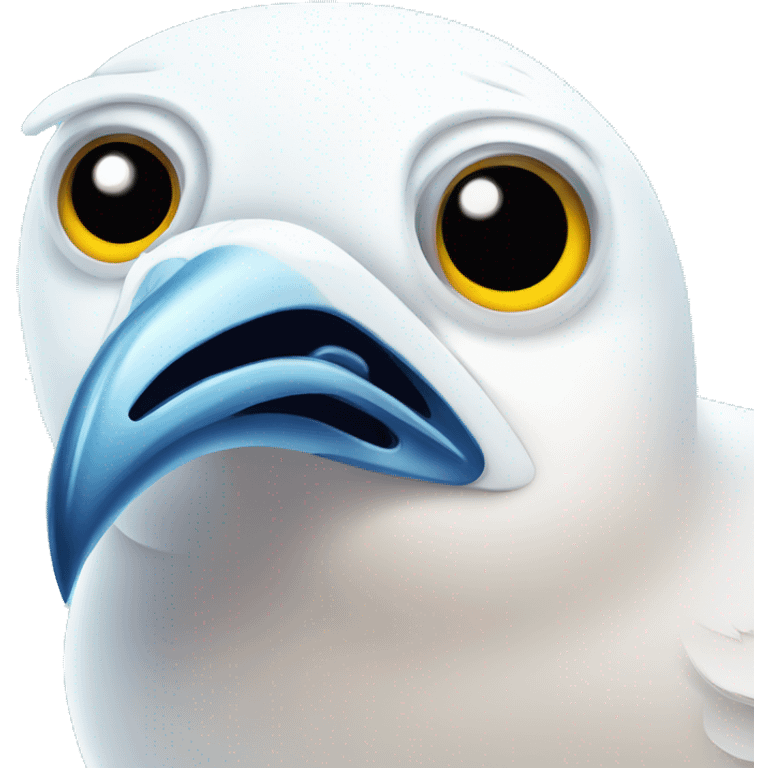 Sparkling crazy seagull mad eyes illustration doodle high contrast emoji