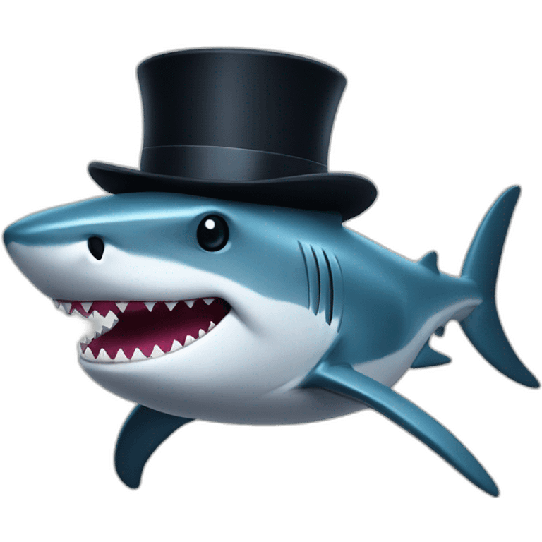 Shark with a top hat emoji