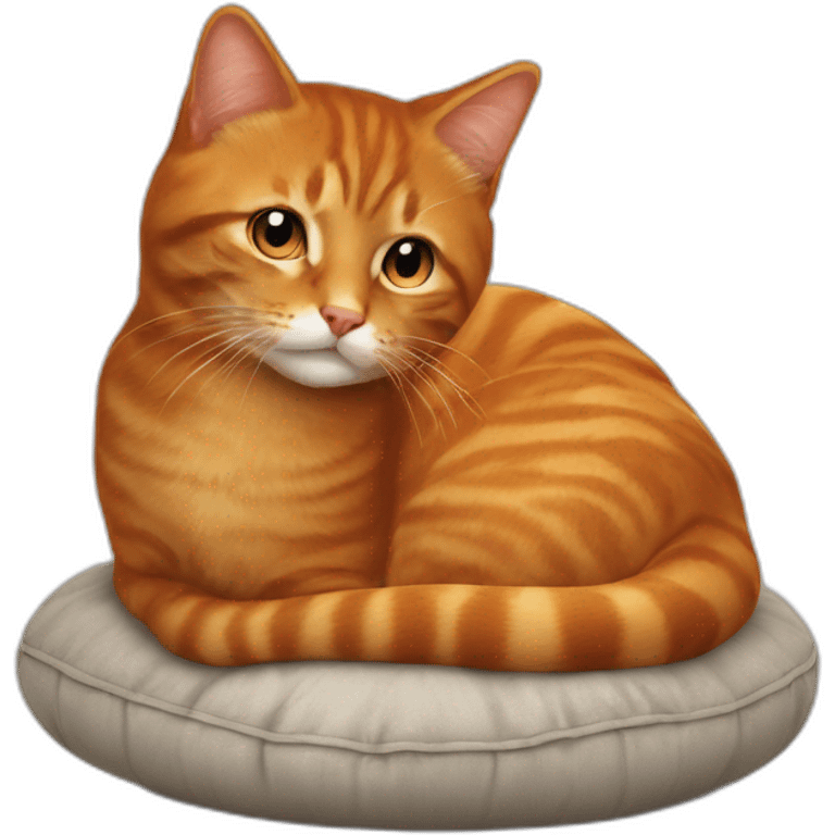 Chat roux sur un coussin emoji