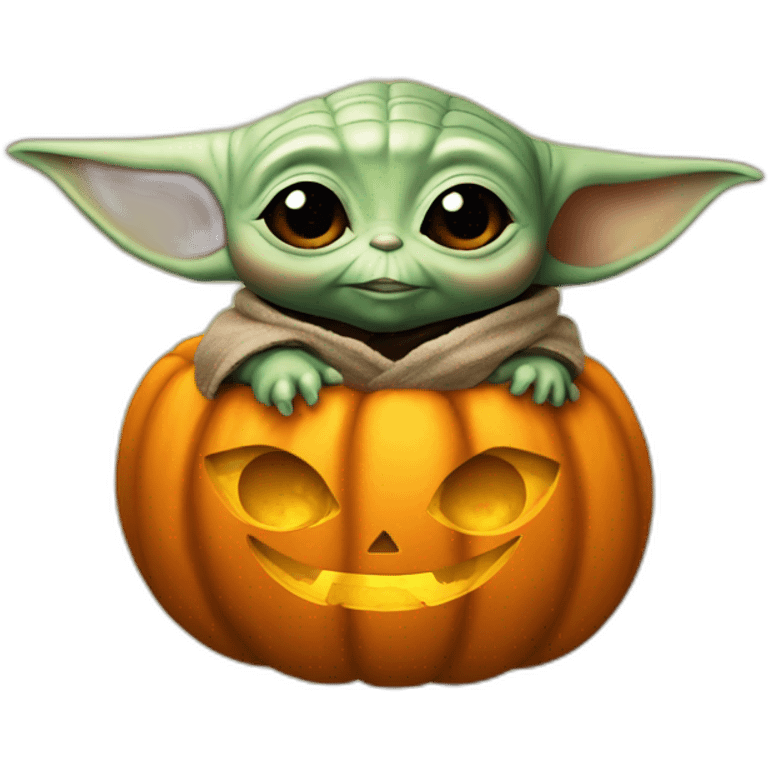 baby yoda in pumpkin emoji