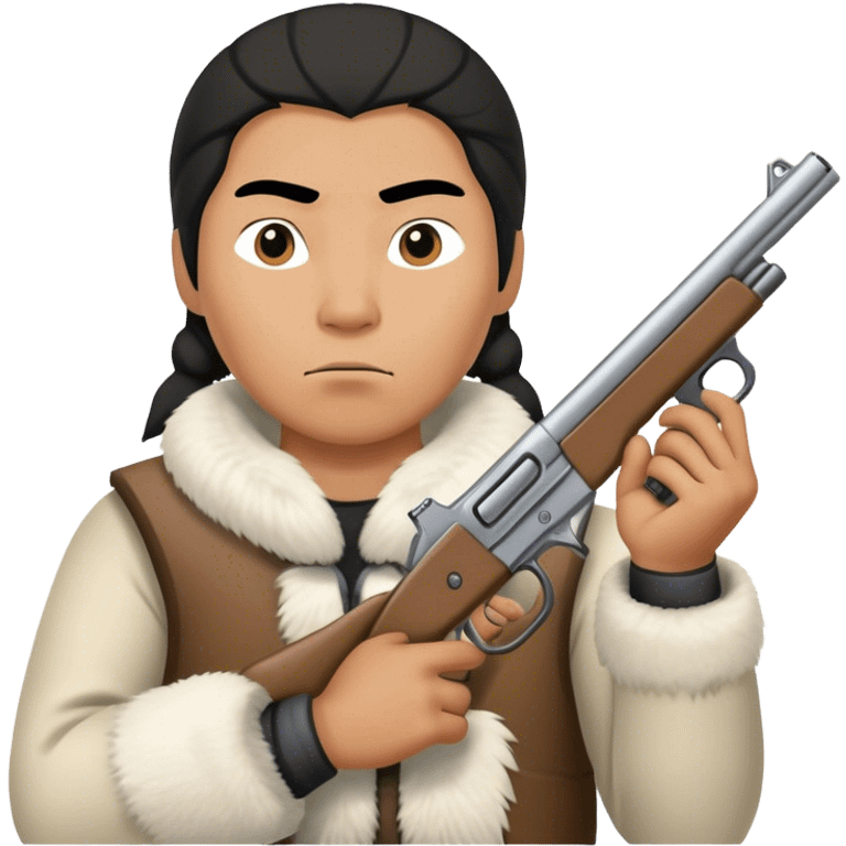 Inuit with a gun emoji