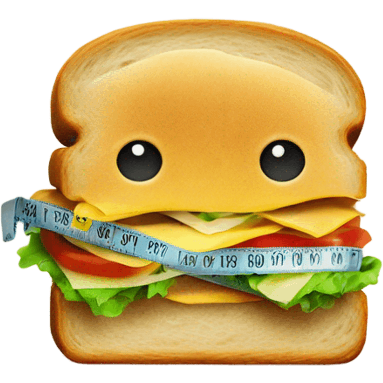 Sandwich with tight tape measure emoji