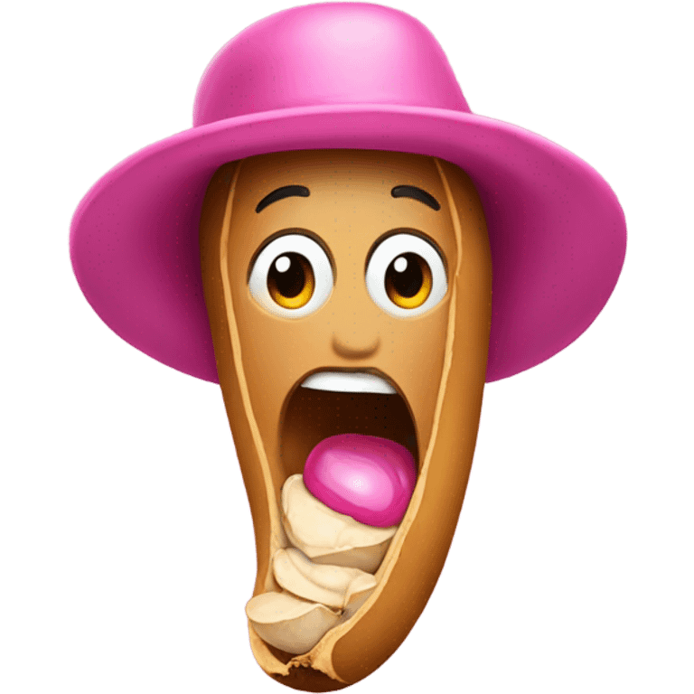 realistic peanut shell with a pink hat emoji