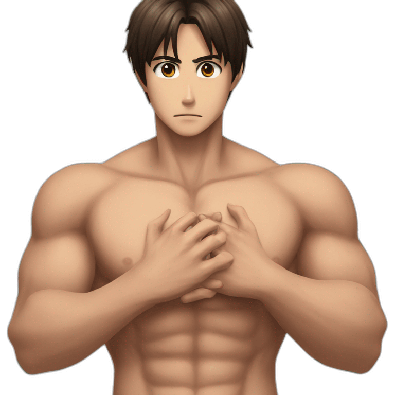 Eren Jaeger hand on chest emoji