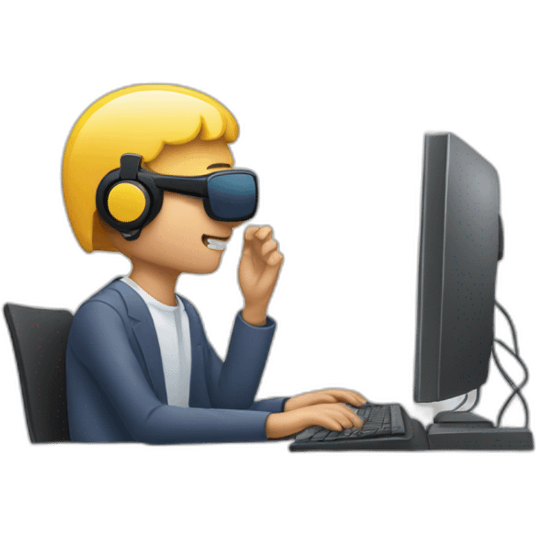 man at computer with a headsettelemarketing attendant emoji