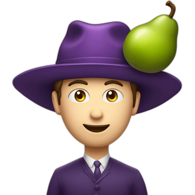 A single plum floating in perfume in a man’s hat emoji