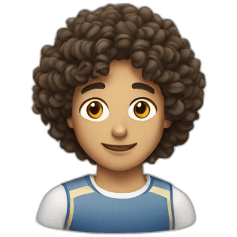 Gilles with curly hair and madrid emoji