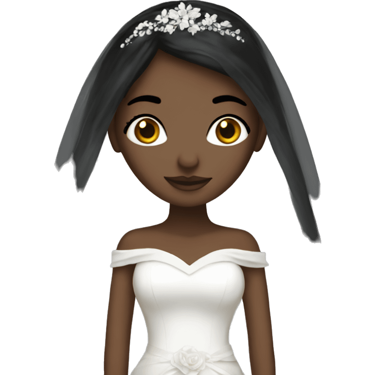 White bride with black veil emoji