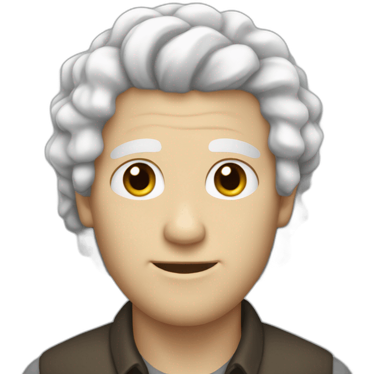 white man with curly white hair and dark roots emoji