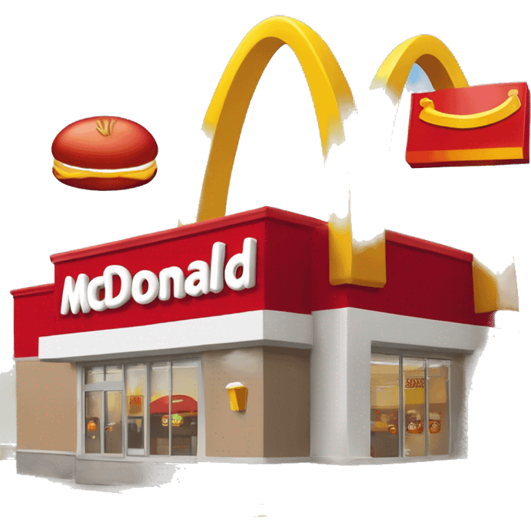 “McDonald’s store with the iconic golden arches, a red and yellow color scheme, and a simple, recognizable design that captures the essence of a fast food restaurant.” emoji