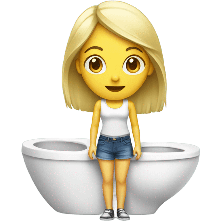 Blonde girl next to toilet emoji