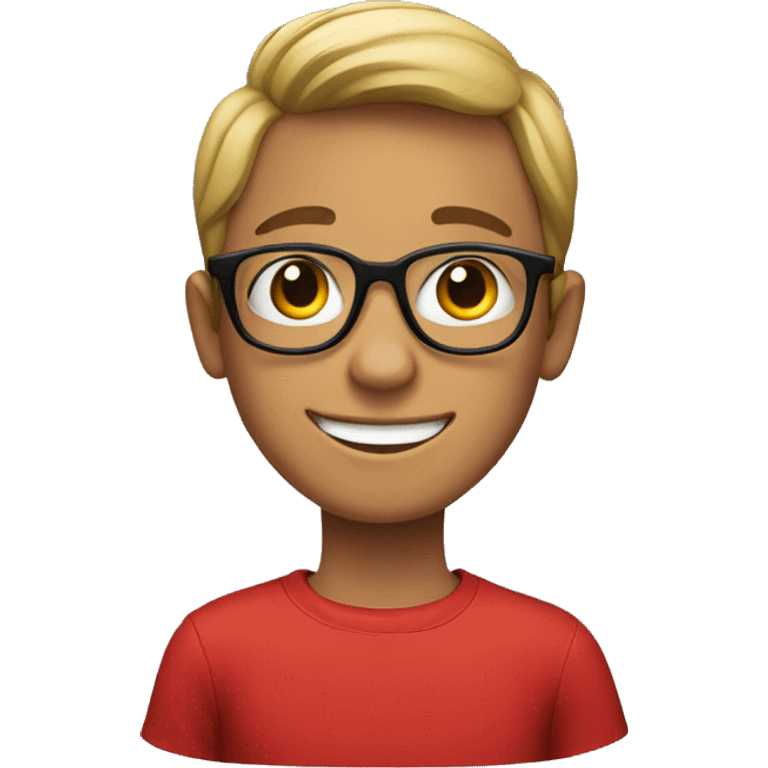 Smiling boy with glasses and red shirt emoji