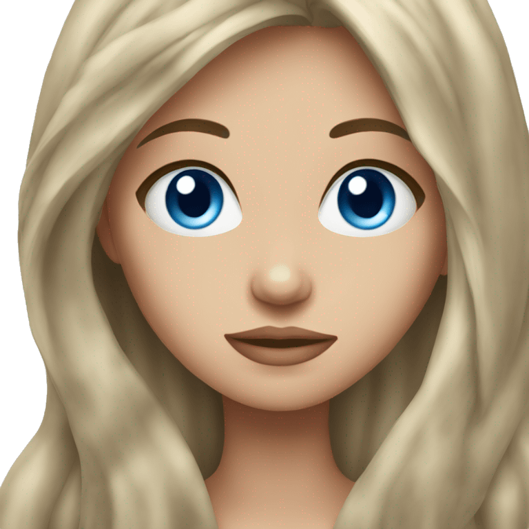 Girl with blue eyes chatain hair long hair  emoji