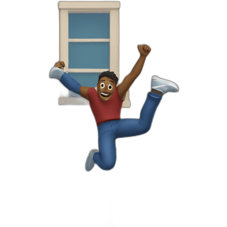 Guy jumping out of the bar window emoji