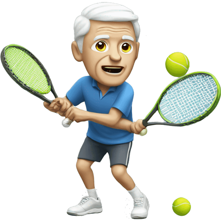 Old white person playing tennis emoji