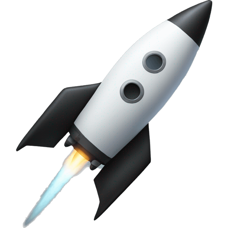 A black rocket, showing the symbol 0 emoji