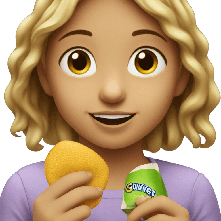 Small girl eating quavers  emoji