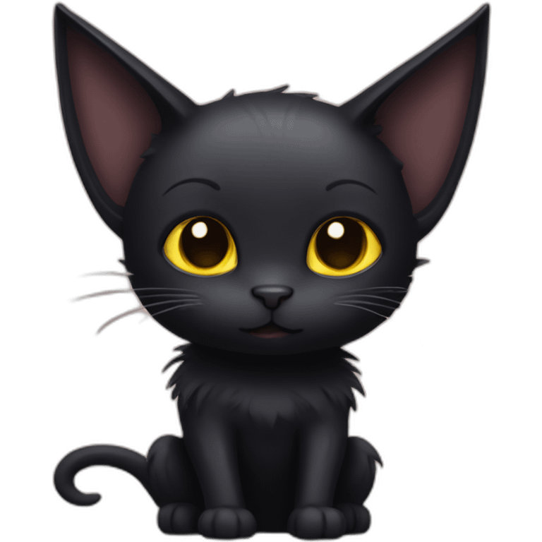 A black cat with bat wings emoji