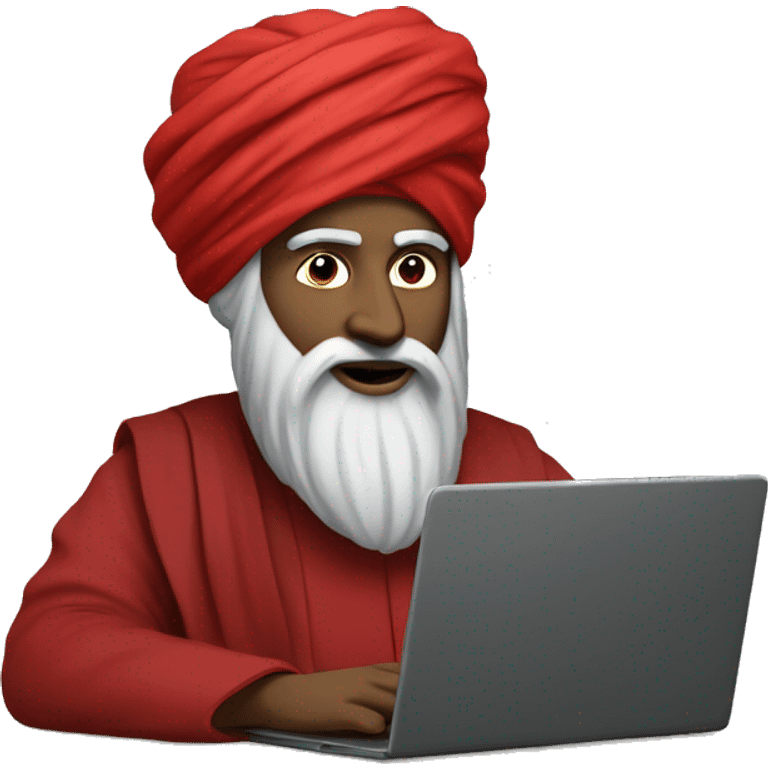 A caliph with turban and red clothes and a laptop emoji