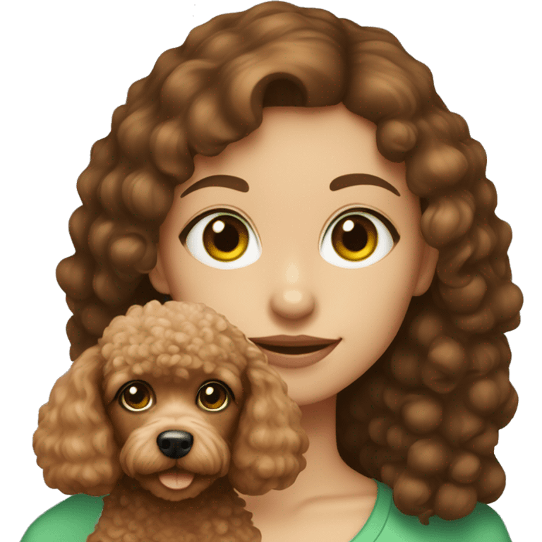 girl with her dog (dog: toy poodle) (girl with green eyes and brown hair) emoji