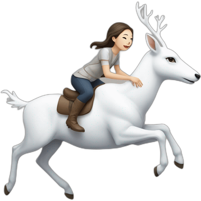 A girl riding the white deer emoji