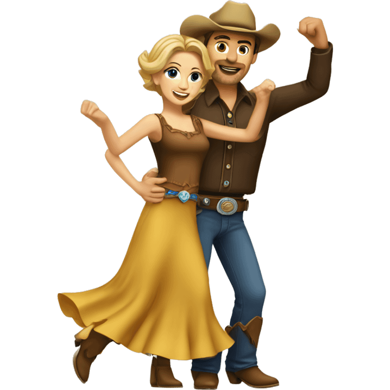 Caucasian Male and female country western dancing emoji