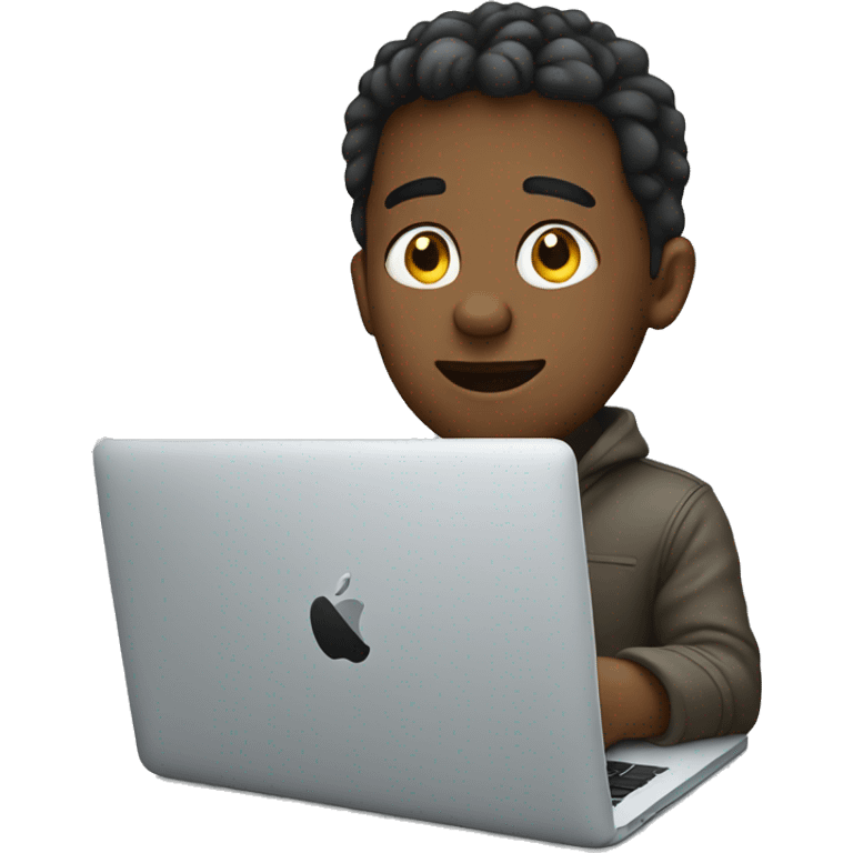 Boy on macbook making money emoji