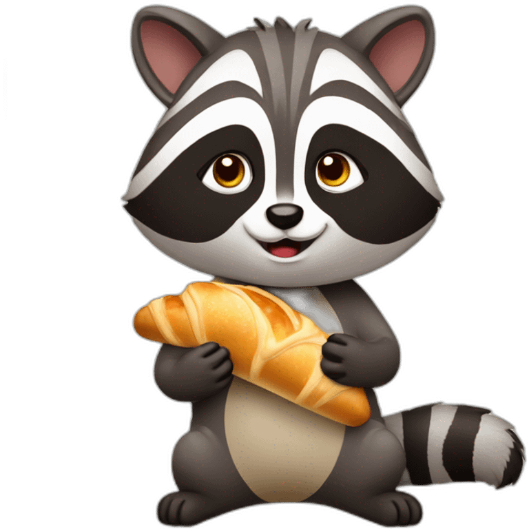 Raccoon eat croissant emoji