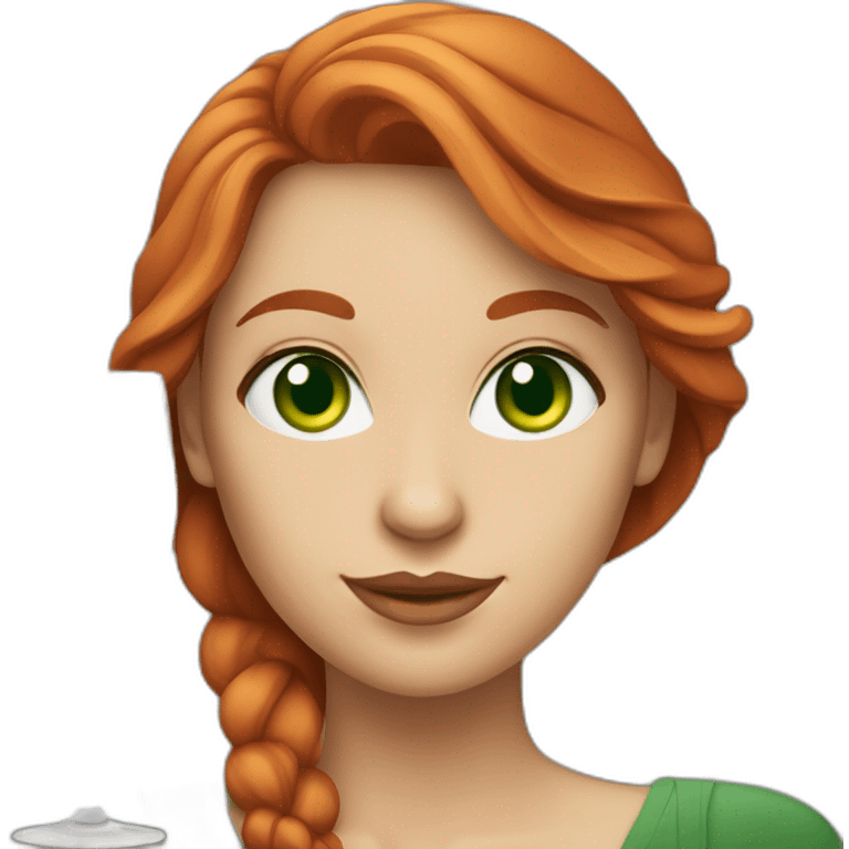 green-eyed red-haired woman with a glass of champagne emoji