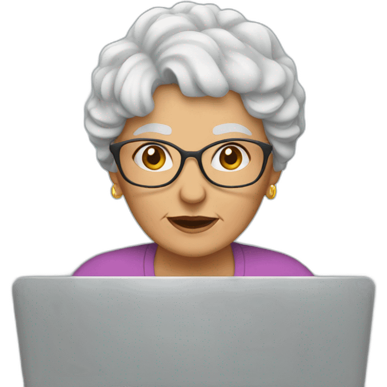 Granny on a laptop emoji