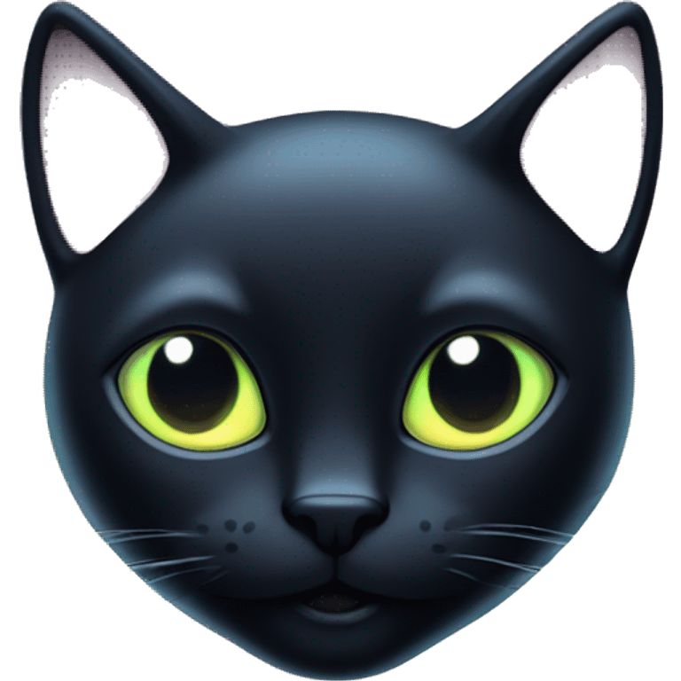 Black cat with glowing dark iridescent ears emoji