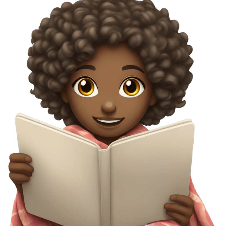 Cute 11 year old light skinned black girl with curly hair playing on iPad under a blanket emoji