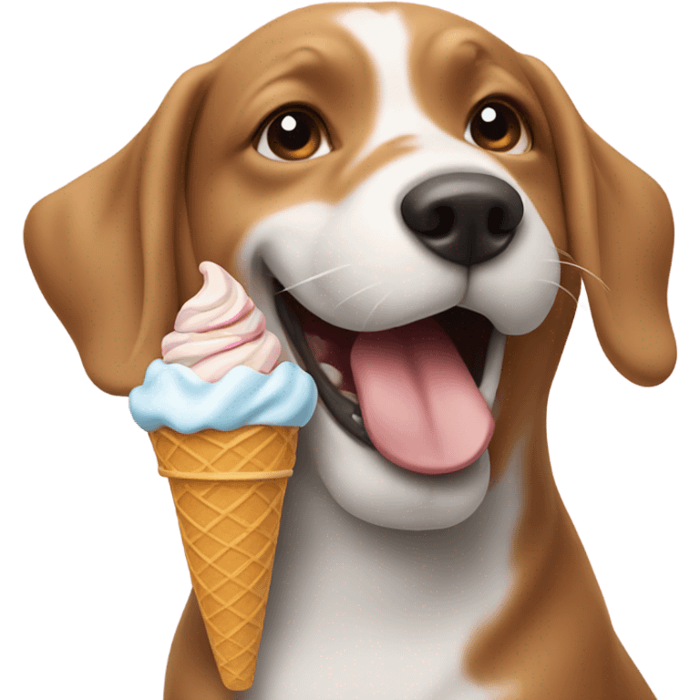 dog eating icecream happy emoji