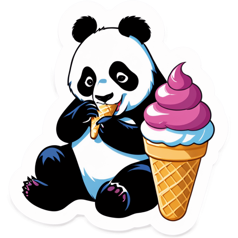 Panda eating ice cream emoji