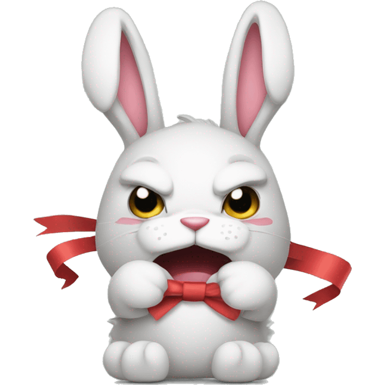 Angry bunny with a ribbon  emoji