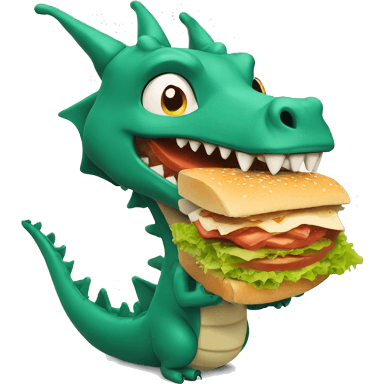 Dragón comiendo un sándwich  emoji