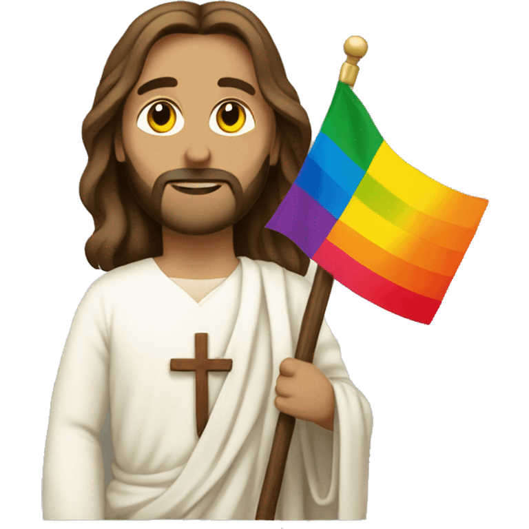 Jesus Christ with pride flag  emoji